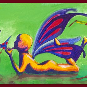 Paintings: mushroom fairy (гуашь А6)